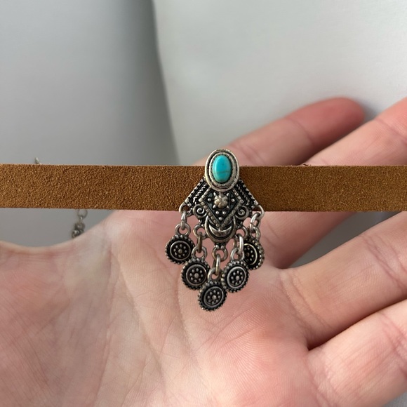 Leather and turquoise choker - Picture 2 of 2